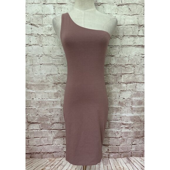 Luvalot Womens One Shoulder Mini Dress Bodycon Mauve Pink Stretch US Size 2 NEW - Picture 1 of 4